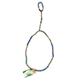 NWT Stella + Ruby Turquoise Semi-Precious Beaded Gold Hand Chain Bracelet OS